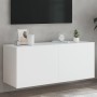 Wall-mounted TV cabinet with LED lights white 100x35x41 cm by , TV Furniture - Ref: Foro24-837323, Price: 68,35 €, Discount: %