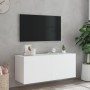 Wall-mounted TV cabinet with LED lights white 100x35x41 cm by , TV Furniture - Ref: Foro24-837323, Price: 68,35 €, Discount: %