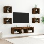 TV wall furniture with LED 7 pieces engineered wood smoked oak by , TV Furniture - Ref: Foro24-3216587, Price: 156,10 €, Disc...