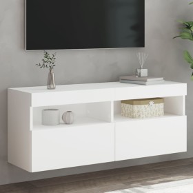 Wall-mounted TV cabinet with LED lights white 100x30x40 cm by , TV Furniture - Ref: Foro24-837211, Price: 69,90 €, Discount: %