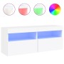 Wandmontierter TV-Schrank mit LED-Leuchten weiß 100x30x40 cm von , TV-Möbel - Ref: Foro24-837211, Preis: 69,90 €, Rabatt: %