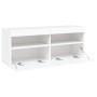 Wall-mounted TV cabinet with LED lights white 100x30x40 cm by , TV Furniture - Ref: Foro24-837211, Price: 68,04 €, Discount: %