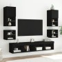 Wall TV cabinets with LED 8 pieces black engineered wood by , TV Furniture - Ref: Foro24-3216591, Price: 214,68 €, Discount: %