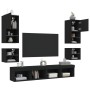 Wall TV cabinets with LED 8 pieces black engineered wood by , TV Furniture - Ref: Foro24-3216591, Price: 214,68 €, Discount: %