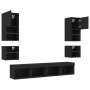 Wall TV cabinets with LED 8 pieces black engineered wood by , TV Furniture - Ref: Foro24-3216591, Price: 214,68 €, Discount: %