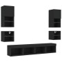 Wall TV cabinets with LED 8 pieces black engineered wood by , TV Furniture - Ref: Foro24-3216591, Price: 214,68 €, Discount: %