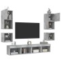 TV wall furniture with LED 8 pieces concrete gray engineered wood by , TV Furniture - Ref: Foro24-3216593, Price: 214,99 €, D...