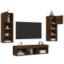 Muebles TV pared con LED 5 pzas madera ingeniería marrón roble de , Muebles TV - Ref: Foro24-3216603, Precio: 166,91 €, Descu...