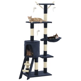 Rascador para gatos con poste de sisal 138 cm azul oscuro de vidaXL, Mobiliario para gatos - Ref: Foro24-170582, Precio: 68,7...