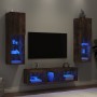 TV wall furniture with LED 5 pieces engineered wood smoked oak by , TV Furniture - Ref: Foro24-3216608, Price: 174,58 €, Disc...