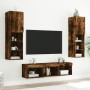 TV wall furniture with LED 5 pieces engineered wood smoked oak by , TV Furniture - Ref: Foro24-3216608, Price: 174,58 €, Disc...