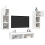 Wall TV cabinets with LED 6 pieces white engineered wood by , TV Furniture - Ref: Foro24-3216615, Price: 180,70 €, Discount: %