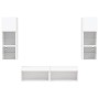 Wall TV cabinets with LED 6 pieces white engineered wood by , TV Furniture - Ref: Foro24-3216615, Price: 180,70 €, Discount: %