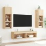 Muebles TV pared con LED 6 pzas madera ingeniería roble Sonoma de , Muebles TV - Ref: Foro24-3216617, Precio: 184,38 €, Descu...