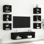 Wall TV cabinets with LED 8 pieces black engineered wood by , TV Furniture - Ref: Foro24-3216634, Price: 199,48 €, Discount: %