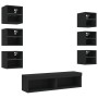 Wall TV cabinets with LED 8 pieces black engineered wood by , TV Furniture - Ref: Foro24-3216634, Price: 199,48 €, Discount: %