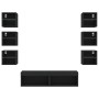 Wall TV cabinets with LED 8 pieces black engineered wood by , TV Furniture - Ref: Foro24-3216634, Price: 199,48 €, Discount: %