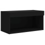 Wall TV cabinets with LED 8 pieces black engineered wood by , TV Furniture - Ref: Foro24-3216634, Price: 199,48 €, Discount: %