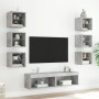 Muebles TV pared con LED 8 pzas madera ingeniería gris hormigón de , Muebles TV - Ref: Foro24-3216636, Precio: 193,96 €, Desc...