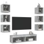 Muebles TV pared con LED 8 pzas madera ingeniería gris hormigón de , Muebles TV - Ref: Foro24-3216636, Precio: 193,96 €, Desc...