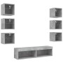 Muebles TV pared con LED 8 pzas madera ingeniería gris hormigón de , Muebles TV - Ref: Foro24-3216636, Precio: 193,96 €, Desc...