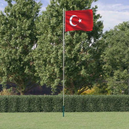 Turkish flagpole and flag, aluminum, 6.23 m by , Flags and windsocks - Ref: Foro24-3147115, Price: 101,99 €, Discount: %