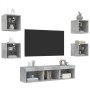 TV wall unit with LED, 7 pieces, engineered wood, gray concrete. by , TV Furniture - Ref: Foro24-3216586, Price: 164,02 €, Di...