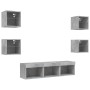 TV wall unit with LED, 7 pieces, engineered wood, gray concrete. by , TV Furniture - Ref: Foro24-3216586, Price: 164,02 €, Di...