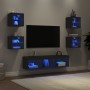 Wall-mounted TV furniture with LED, 7 pieces, engineered wood, black. by , TV Furniture - Ref: Foro24-3216584, Price: 168,70 ...