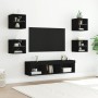 Wall-mounted TV furniture with LED, 7 pieces, engineered wood, black. by , TV Furniture - Ref: Foro24-3216584, Price: 168,70 ...