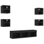 Wall-mounted TV furniture with LED, 7 pieces, engineered wood, black. by , TV Furniture - Ref: Foro24-3216584, Price: 168,70 ...