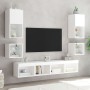 Wall-mounted TV furniture with LED, 8 pieces, engineered wood, white. by , TV Furniture - Ref: Foro24-3216590, Price: 214,18 ...