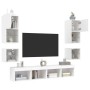 Wall-mounted TV furniture with LED, 8 pieces, engineered wood, white. by , TV Furniture - Ref: Foro24-3216590, Price: 214,18 ...