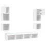 Wall-mounted TV furniture with LED, 8 pieces, engineered wood, white. by , TV Furniture - Ref: Foro24-3216590, Price: 214,18 ...