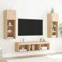 TV wall unit with LED lights, 5 pieces, engineered wood in Sonoma oak. by , TV Furniture - Ref: Foro24-3216599, Price: 176,99...