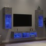 TV wall unit with LED lights, 5 pieces, engineered wood, gray concrete. by , TV Furniture - Ref: Foro24-3216600, Price: 161,9...