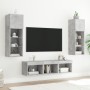 TV wall unit with LED lights, 5 pieces, engineered wood, gray concrete. by , TV Furniture - Ref: Foro24-3216600, Price: 161,9...