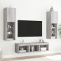 TV wall furniture with LED 5 pieces engineered wood gray Sonoma by , TV Furniture - Ref: Foro24-3216609, Price: 176,94 €, Dis...