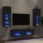 Wall-mounted TV furniture with LED, 6 pieces, engineered wood, black. by , TV Furniture - Ref: Foro24-3216616, Price: 178,99 ...