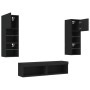 Wall-mounted TV furniture with LED, 6 pieces, engineered wood, black. by , TV Furniture - Ref: Foro24-3216616, Price: 178,99 ...