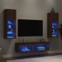 Muebles TV pared con LED 6 pzas madera ingeniería marrón roble de , Muebles TV - Ref: Foro24-3216621, Precio: 172,26 €, Descu...