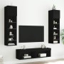 Wall-mounted TV furniture with LED, 6 pieces, engineered wood, black. by , TV Furniture - Ref: Foro24-3216623, Price: 197,99 ...