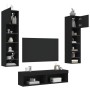 Wall-mounted TV furniture with LED, 6 pieces, engineered wood, black. by , TV Furniture - Ref: Foro24-3216623, Price: 197,99 ...