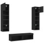 Wall-mounted TV furniture with LED, 6 pieces, engineered wood, black. by , TV Furniture - Ref: Foro24-3216623, Price: 197,99 ...