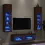 TV wall unit with LED lights, 6 pieces, engineered wood, brown oak. by , TV Furniture - Ref: Foro24-3216628, Price: 190,25 €,...