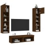 TV wall unit with LED lights, 6 pieces, engineered wood, brown oak. by , TV Furniture - Ref: Foro24-3216628, Price: 190,25 €,...