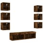 TV wall furniture with LED 8 pieces engineered wood smoked oak by , TV Furniture - Ref: Foro24-3216637, Price: 188,19 €, Disc...