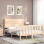 Bed frame with solid wood headboard 140x190 cm by , Beds and slatted bases - Ref: Foro24-3193381, Price: 128,99 €, Discount: %