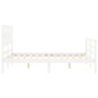 Double bed frame with white solid wood headboard by , Beds and slatted bases - Ref: Foro24-3194417, Price: 157,99 €, Discount: %