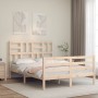 Bed frame with solid wood headboard 140x190 cm by , Beds and slatted bases - Ref: Foro24-3194876, Price: 128,67 €, Discount: %